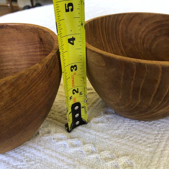 Vintage Teak Wood Hand Carved Bowls Set Of 3 MCM 60s 70s Minimalist Rustic - Picture 8 of 8